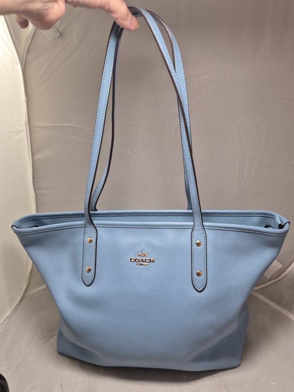 💥 Coach City Zip Leather Women's Tote - Powder Blue Purse Handbag Shoulder Bag